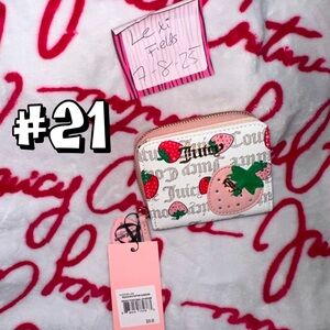 Juicy Couture Freshly Picked Pecan White/Pink Diamond Zip Around Wallet